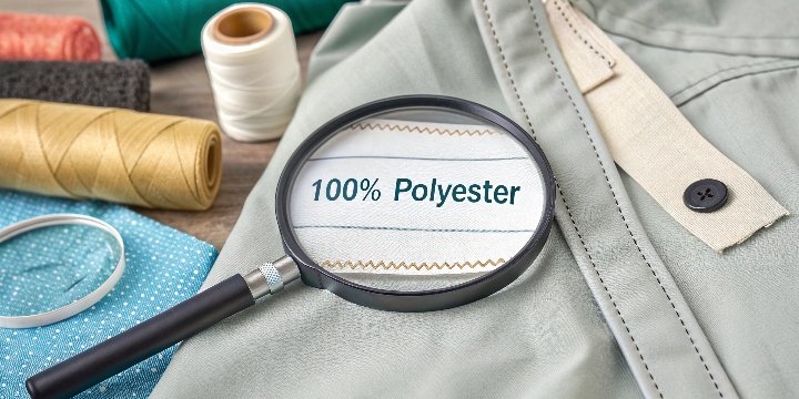 A collage of different polyester products like a shirt, a sofa, and industrial rope